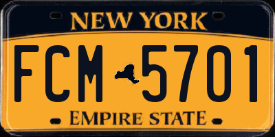 NY license plate FCM5701
