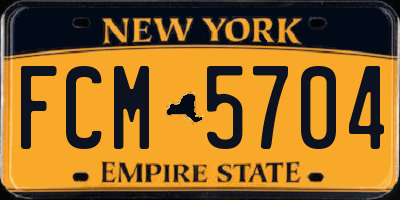 NY license plate FCM5704