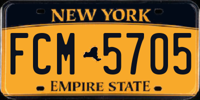 NY license plate FCM5705
