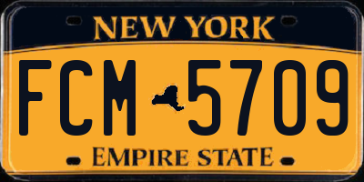 NY license plate FCM5709
