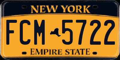 NY license plate FCM5722