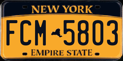 NY license plate FCM5803