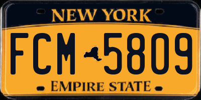 NY license plate FCM5809