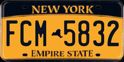 NY license plate FCM5832