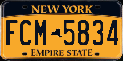 NY license plate FCM5834