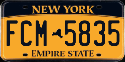 NY license plate FCM5835