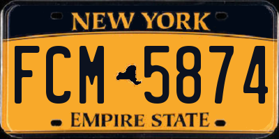 NY license plate FCM5874