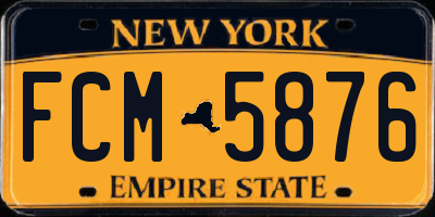 NY license plate FCM5876