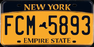 NY license plate FCM5893