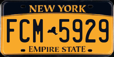 NY license plate FCM5929