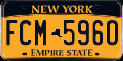 NY license plate FCM5960