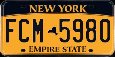 NY license plate FCM5980