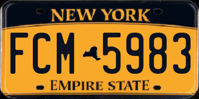 NY license plate FCM5983