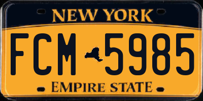NY license plate FCM5985