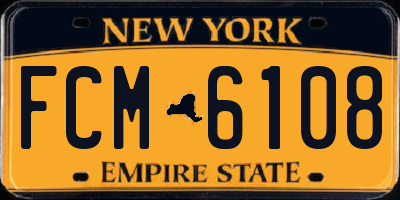 NY license plate FCM6108