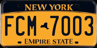 NY license plate FCM7003