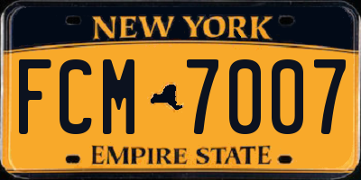 NY license plate FCM7007