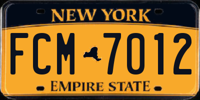 NY license plate FCM7012