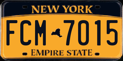 NY license plate FCM7015