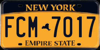 NY license plate FCM7017