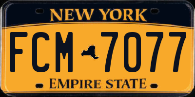 NY license plate FCM7077
