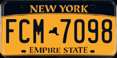 NY license plate FCM7098