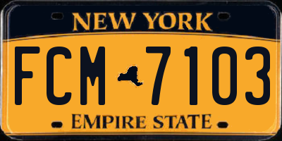 NY license plate FCM7103