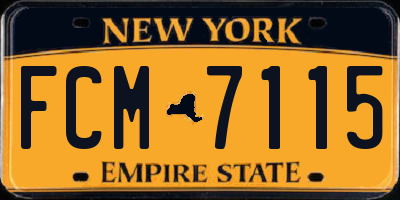 NY license plate FCM7115