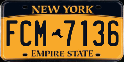 NY license plate FCM7136