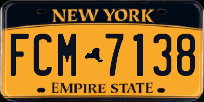 NY license plate FCM7138