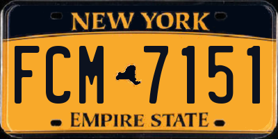 NY license plate FCM7151