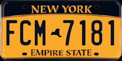 NY license plate FCM7181