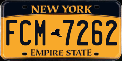 NY license plate FCM7262
