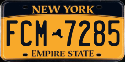 NY license plate FCM7285
