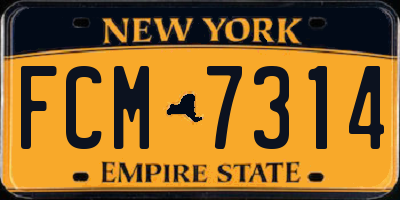 NY license plate FCM7314