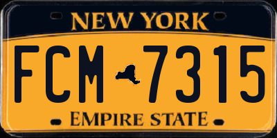 NY license plate FCM7315