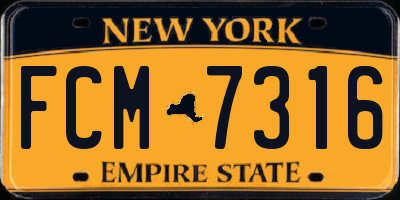 NY license plate FCM7316