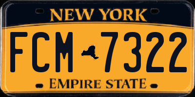 NY license plate FCM7322