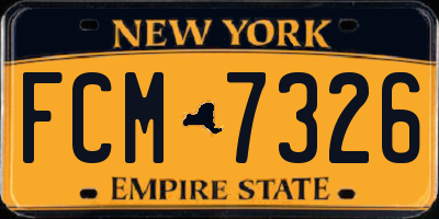 NY license plate FCM7326