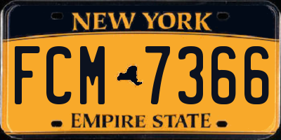NY license plate FCM7366