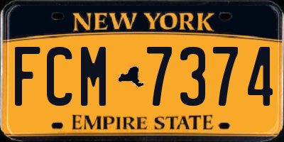 NY license plate FCM7374