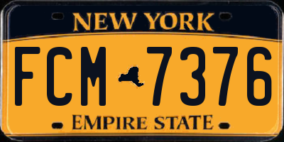 NY license plate FCM7376