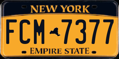 NY license plate FCM7377