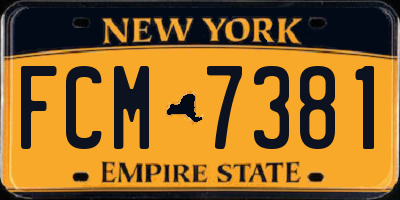 NY license plate FCM7381