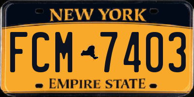NY license plate FCM7403