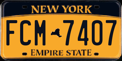 NY license plate FCM7407