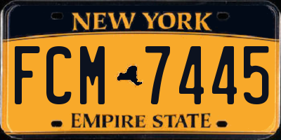 NY license plate FCM7445