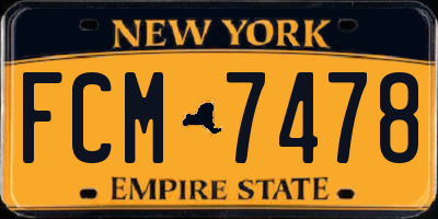 NY license plate FCM7478