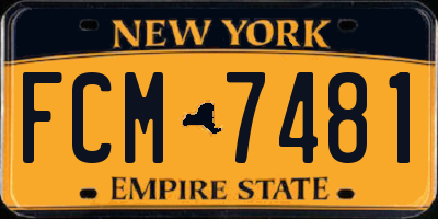 NY license plate FCM7481