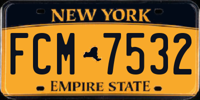 NY license plate FCM7532